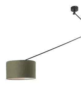 Zavesna svitidla Závěsná lampa černá se stínidlem 35 cm zelená nastavitelná - Blitz I.