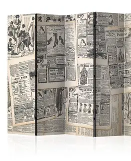 Paravány Paraván Vintage Newspapers Dekorhome 225x172 cm (5-dílný)