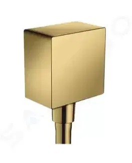 Koupelnové baterie HANSGROHE Fixfit Přípojka hadice Square se zpětným ventilem, leštěný vzhled zlata 26455990