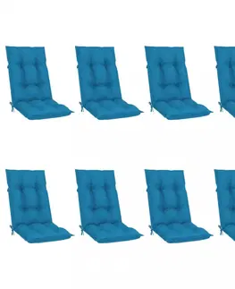 Zahradní židle Skládací zahradní židle s poduškami 8 ks teak / látka Dekorhome Tmavě modrá
