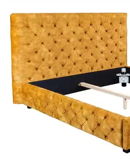 Designové postele LuxD 28458 Designová postel Laney 160 x 200 cm hořčicový samet