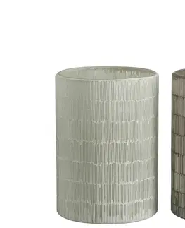 Svícny 2ks veliké šedé skleněné svícny Stripe - Ø 14*20cm J-Line by Jolipa 83002