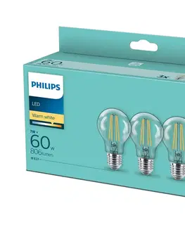 LED osvětlení Philips SADA 3x LED Žárovka VINTAGE Philips A60 E27/7W/230V 2700K 