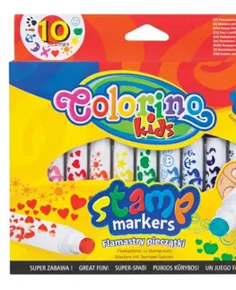Hračky PATIO - Colorino fixy oboustranné s razítkem 10 barev