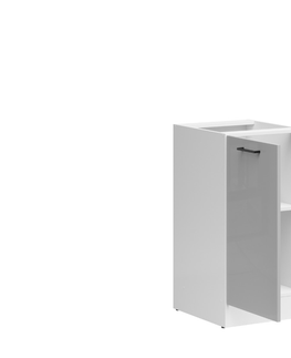 Kuchyňské linky JAMISON, skříňka dolní 40 cm bez pracovní desky, levá, bílá/světle šedý lesk 