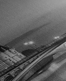Černobílé obrazy Obraz oslňujúcí panorama Paříže v černobílém provedení