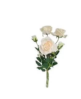 Květiny Umělá květina Růže bílá, 68 cm, 5 ks