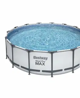 Bazény Bestway Kulatý nadzemní bazén Steel Pro MAX s kartušovou filtrací, schůdky a plachtou