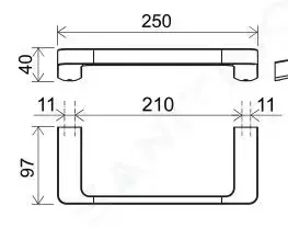 Koupelnový nábytek RAVAK 10° Držák ručníku, 250 mm, černá X07P560