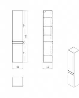 Koupelnový nábytek SAPHO SITIA skříňka vysoká 35x172x32cm, 2x dvířka, levá/pravá, borovice rustik