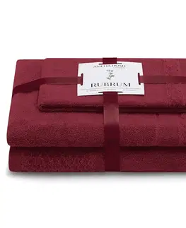 Ručníky AmeliaHome Sada 3 ks ručníků RUBRUM klasický styl vínová, velikost 50x90+70x130