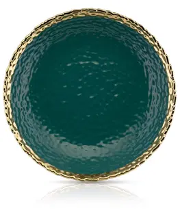 Talíře DekorStyle Hluboký keramicky talíř Kati 26 cm zelený