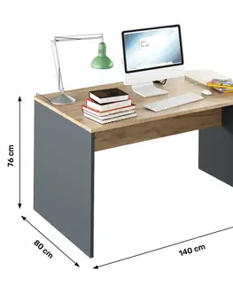 Kancelářské skříně PC stůl, Rioma TYP 11 0000185732 Tempo Kondela Grafit / dub artisan