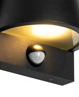 Venkovni nastenne svetlo Venkovní nástěnné svítidlo černé IP44 s detektorem pohybu - Femke