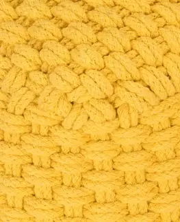 Taburety Ručně pletený taburet Dekorhome Žlutá