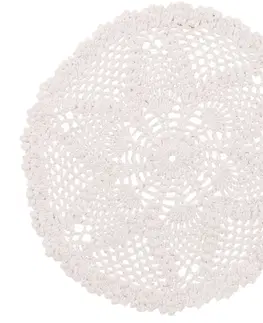 Prostírání Bílé bavlněné kulaté prostírání krajka Lace white - Ø 32*0,5cm J-Line by Jolipa 23060