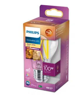 Stmívatelné LED žárovky Philips Philips LED Classic WarmGlow E27 A60 10,5W čirá