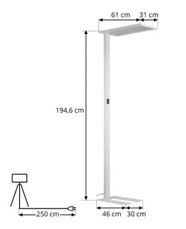 Stojací lampa PRIOS Kancelářská stojací lampa Prios Taronis LED, stmívač, bílá