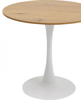 Kulaté jídelní stoly KARE Design Jídelní stůl Schickeria s bílou podnoží - ořech Ø80cm