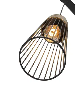 Zavesna svitidla Designová závěsná lampa černá se zlatým 3-světlem - Maura