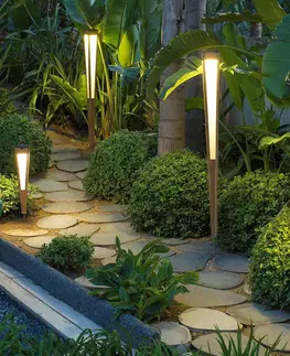Solární lampy s pohybovým čidlem Les Jardins Solární svítilna Tecka LED se senzorem, 120 cm, teakové dřevo