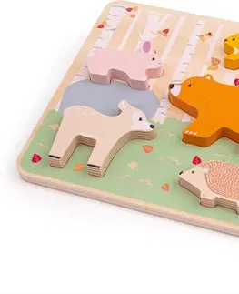 Dřevěné hračky Bigjigs Toys Dřevěné puzzle ANIMALS