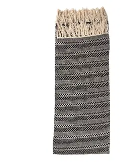 Deky Černý bavlněný pléd s třásněmi Viloé II - 125*150 cm Clayre & Eef KT060.127