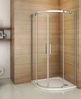 Sprchové vaničky H K Čtvrtkruhový sprchový kout HARMONY S4 90 cm s dvoudílnými posuvnými dveřmi a sprchovou vaničkou z litého mramoru