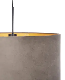 Zavesna svitidla Závěsná lampa s velurovým odstínem taupe se zlatem 50 cm - Combi