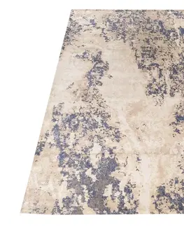 Moderní koberce Nádherný moderní koberec v béžové barvě s modrým detailem
