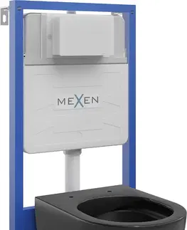 Záchody MEXEN/S WC předstěnová instalační sada Fenix Slim s mísou WC Carmen,  černá mat 6103388XX85