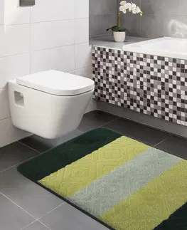 Koupelnové předložky Vzorovaný set koupelnových koberečků zelené barvy