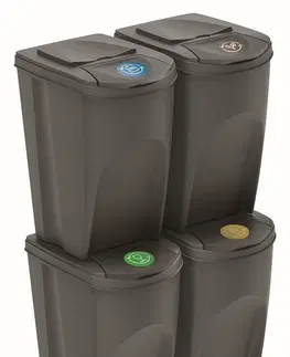 Odpadkové koše Prosperplast Sada 4 odpadkových košů Soorti na tříděný odpad 4 x 35 l šedá