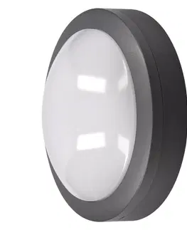 LED venkovní nástěnná svítidla Solight LED venkovní osvětlení kulaté, šedé, 13W, 910lm, 4000K, IP54, 17cm WO746