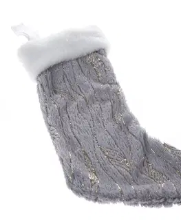 Vánoční dekorace Vánoční závěsná ponožka šedá, 20 x 43 cm