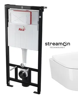 WC sedátka ALCADRAIN Sádromodul předstěnový instalační systém bez tlačítka + WC CERSANIT INVERTO + SEDÁTKO DURAPLAST SOFT-CLOSE AM101/1120 X IN1