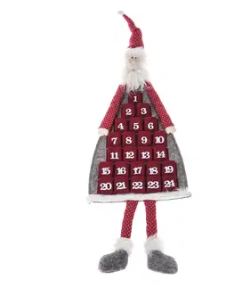 Vánoční dekorace Závěsný adventní kalendář Santa, 110 cm