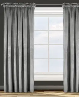 Jednobarevné hotové závěsy Luxusní sametový závěs šedé barvy do obývacího pokoje