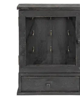 Komody Černá antik dřevěná retro skříňka na klíče Recie - 36*9*47 cm Clayre & Eef 5H0453Z