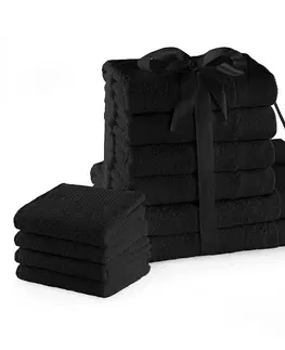 Ručníky Sada bavlněných ručníků AmeliaHome Amari I černá, velikost 2*70x140+4*50x100+4*30x50
