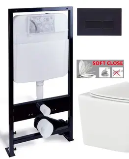 WC sedátka PRIM předstěnový instalační systém s černým tlačítkem  20/0044+ WC INVENA TINOS  + SEDÁTKO PRIM_20/0026 44 NO1