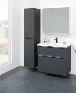 Koupelnový nábytek MEREO Mailo, koupelnová skříňka s umyvadlem z litého mramoru 61 cm, bílá, chrom madlo CN510M