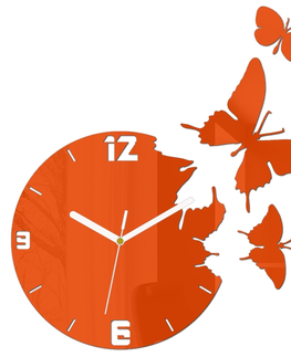Nalepovací hodiny ModernClock 3D nalepovací hodiny Butterfly oranžové