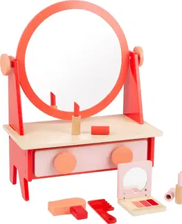 Hračky pro holky Small foot Dřevěný kosmetický stolek COSME RETRO červeno-hnědý