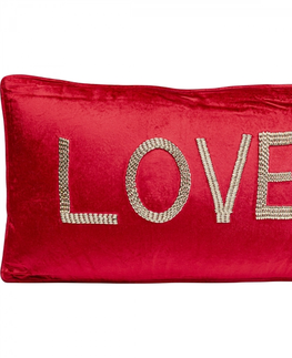 Dekorativní polštáře KARE Design Dekorativní polštář Beads Love - červený, 35x60cm