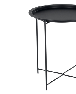 Konferenční stolky Příruční stolek RADOMI s odnímatelným tácem, černá Z EXPOZICE PRODEJNY, II. jakost