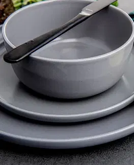 Talíře Konsimo Jídelní sada talířů pro 6 osob VICTO 18 ks  šedá