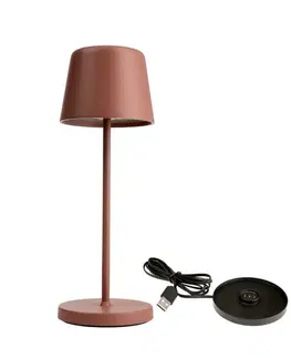 LED stolní lampy Light Impressions Deko-Light nabíjecí svítidlo - sada Canis Mini terakota + nabíjecí základna 620204