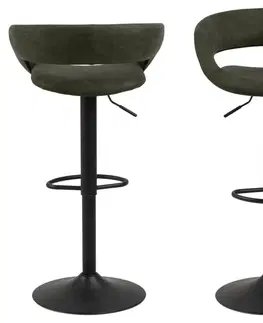 Barové židle Dkton Designová barová židle Natania olivově zelená a černá