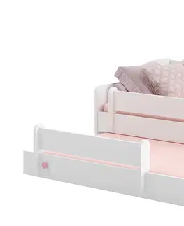 Postele ArtAdrk Dětská postel s přistýlkou EMKA II Barva: Bílá / růžový úchyt